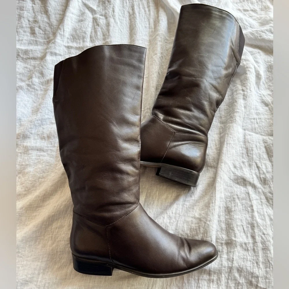 Vintage Brown Leather Riding Boots Size 10 Classic Casual